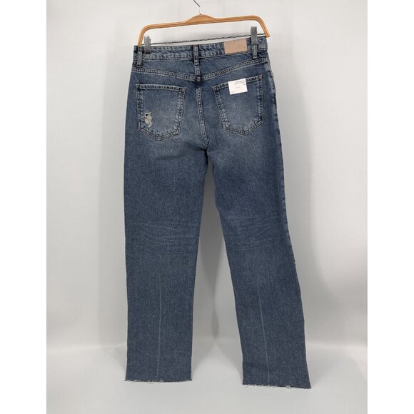 Rails Medium Blue Distressed Wide Leg Jeans Size 29 Raw Hem Cotton Denim - Picture 2 of 16